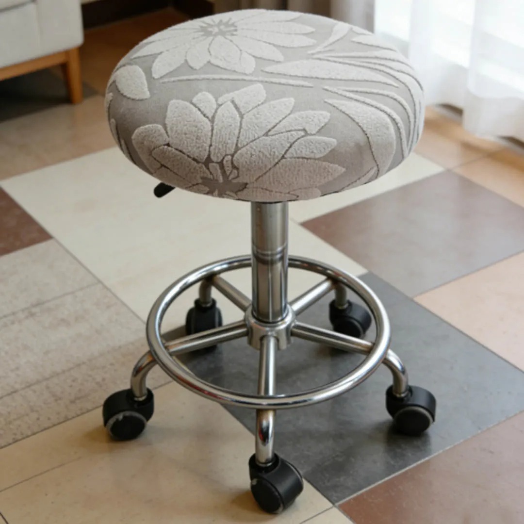 Home Bar Seating - Bar Stool Cover Camellia Jacquard Fleece