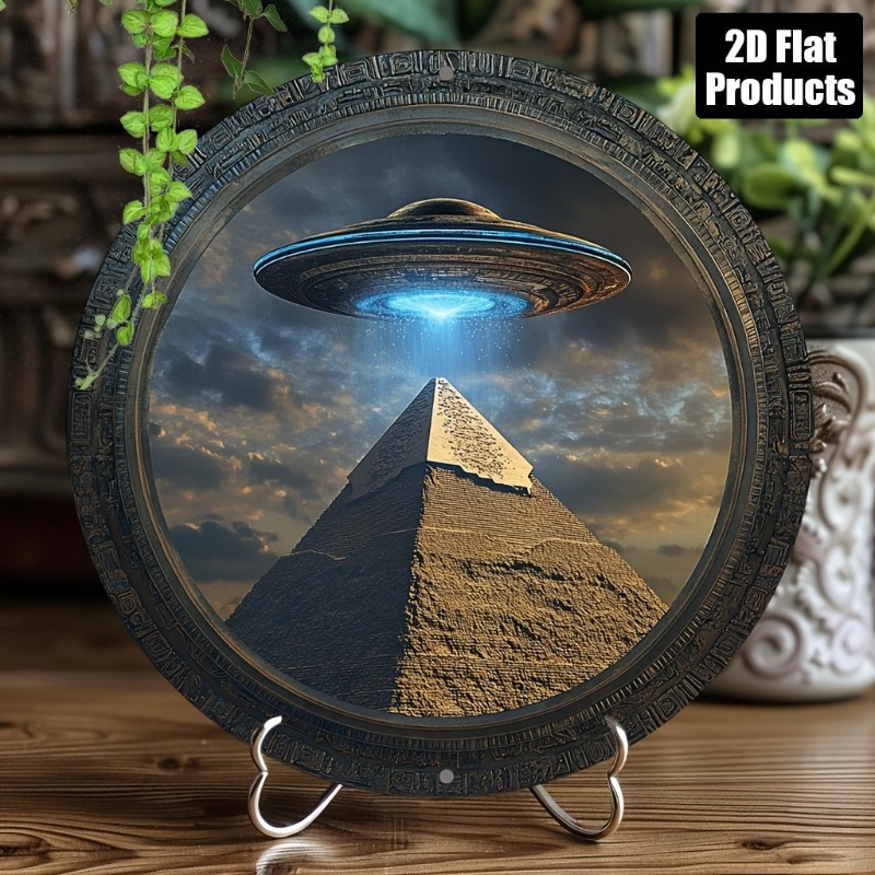 Home Bar And Kitchen - Pyramid UFO Theme Round Aluminum Metal