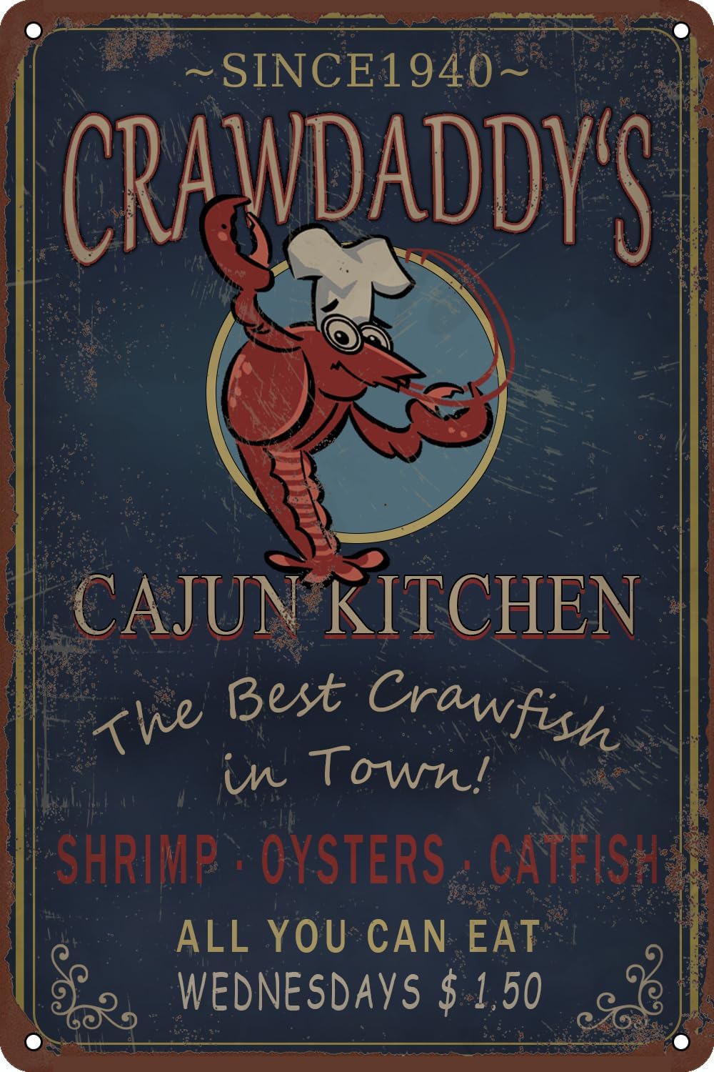 Home Bar Accessories - Beat Crawfish Crawdaddy‘s Cajun Kitchen Metal