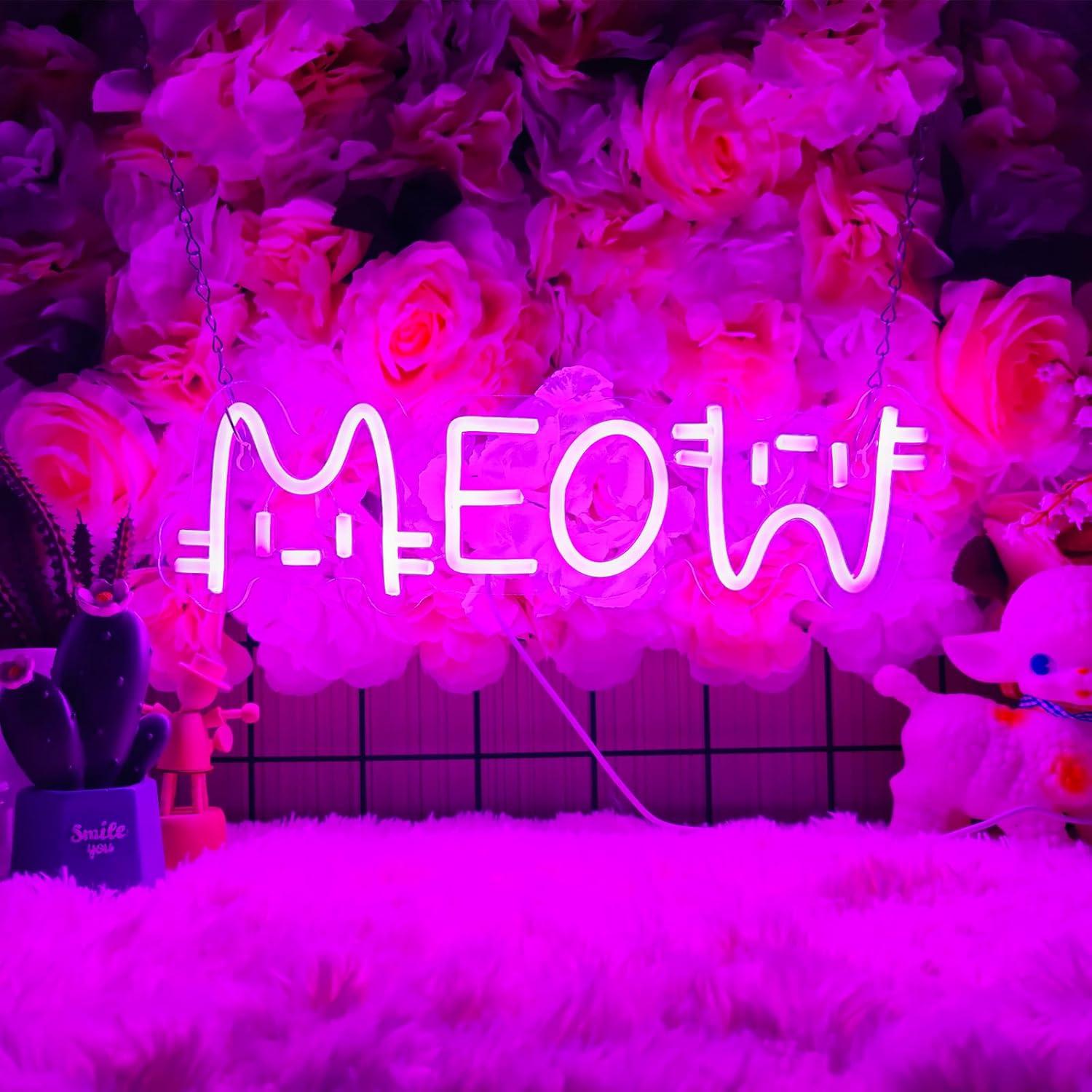 Home Bar And Restaurant - Meow Neon Sign Cat USB Powered