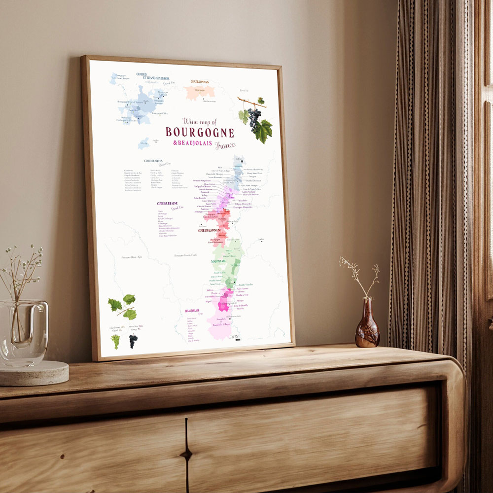 Home Bar And Restaurant - WINE BORDEAUX France Wine Map Wall