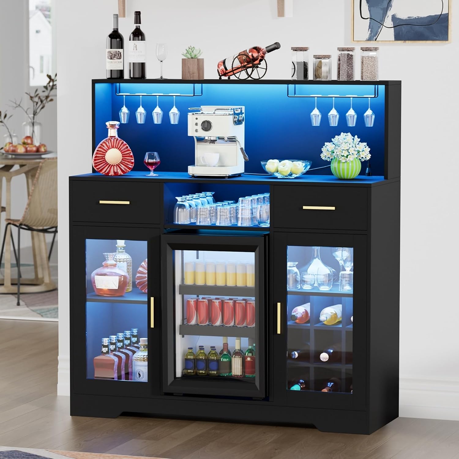 Home Bar And Fridge - Mini Fridge Cabinet with Storage, Wine