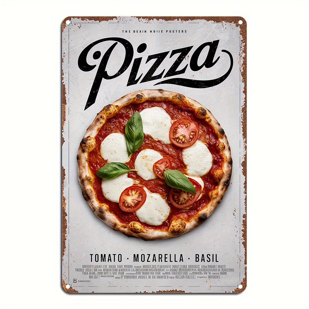 Home Bar And Restaurant - Room Decor Vintage Pizza Poster, Aluminum