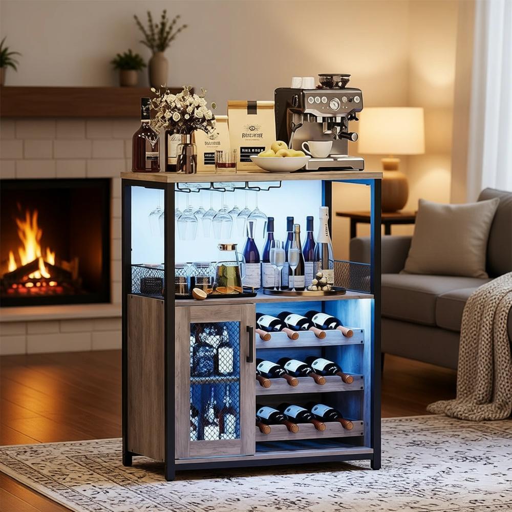 Industrial-Style LED-Lit Wine  - огляд і ціна Home Bar And Cabinet