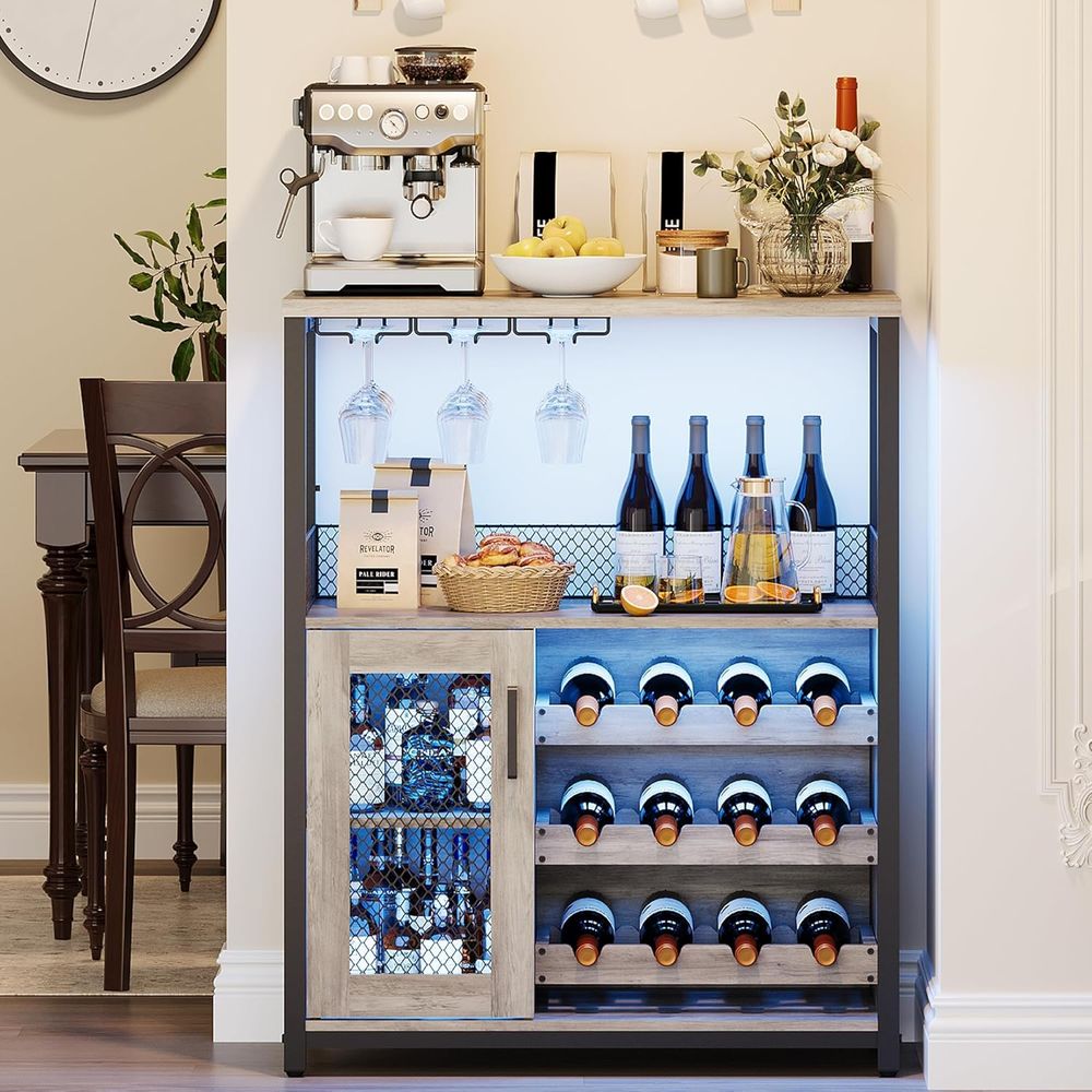 Industrial-Style LED-Lit Wine  - огляд і ціна Home Bar And Cabinet