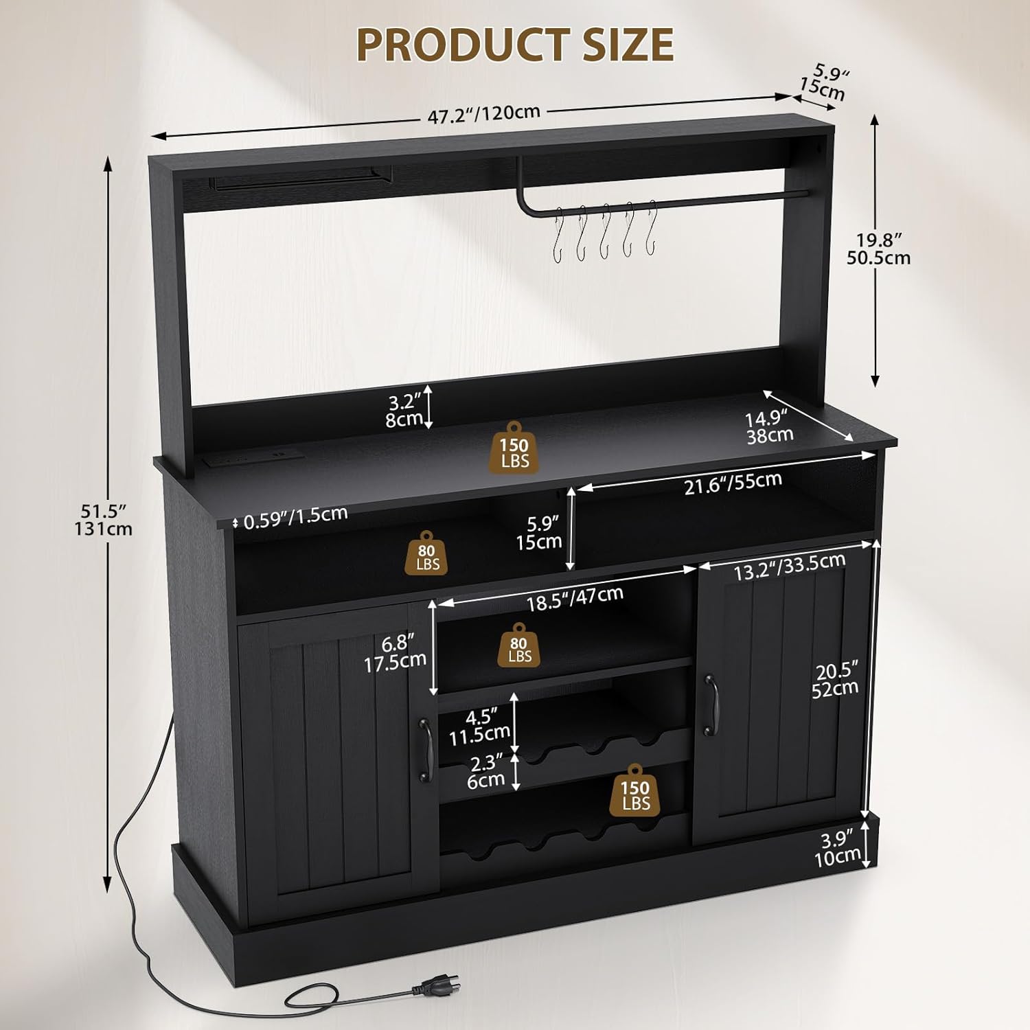 47 in Farmhouse Coffee Bar Cab - огляд і ціна Home Bar And Cabinet