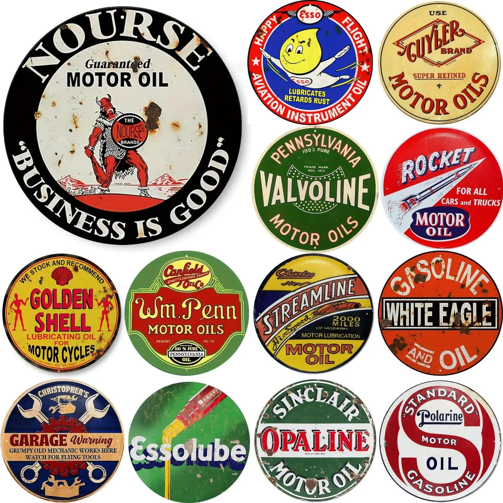 Vintage Motor Oil Sign Round M - огляд і ціна Home Bar And Restaurant