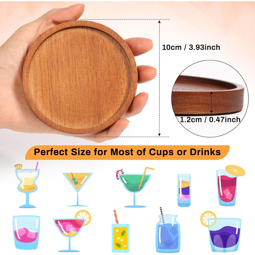 Set of 6 Acacia Wood Coasters  - огляд і ціна Home Bar Set
