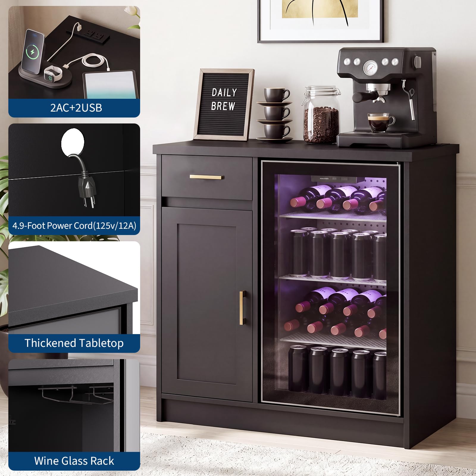 42in Farmhouse Wine Bar Cabine - огляд і ціна Home Bar And Cabinet