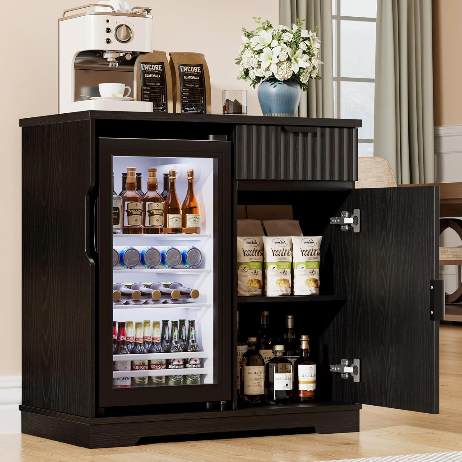 Fluted Coffee Bar Cabinet with - огляд і ціна Home Bar And Cabinet