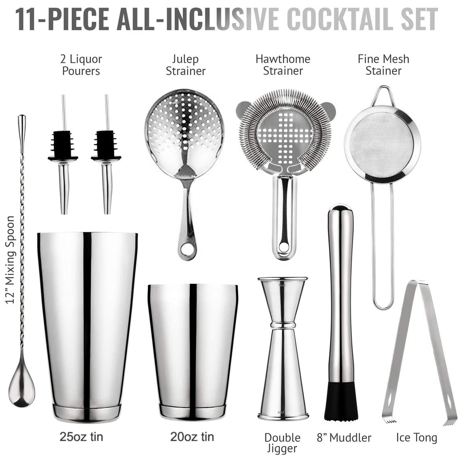 stllCAMOL FACTORY 11 Pieces Si - огляд і ціна Boston Shaker Set