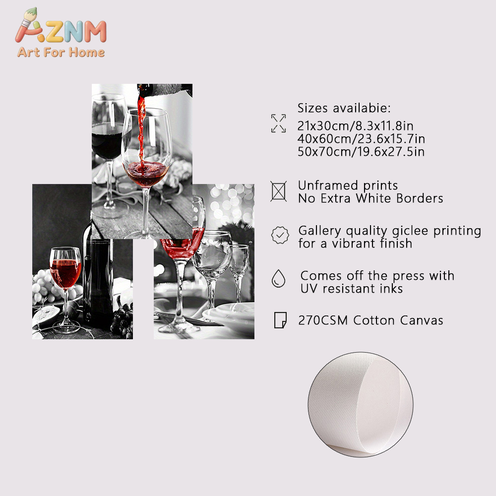 3PCS Red Wine Glass Black Whit - огляд і ціна Home Bar Set