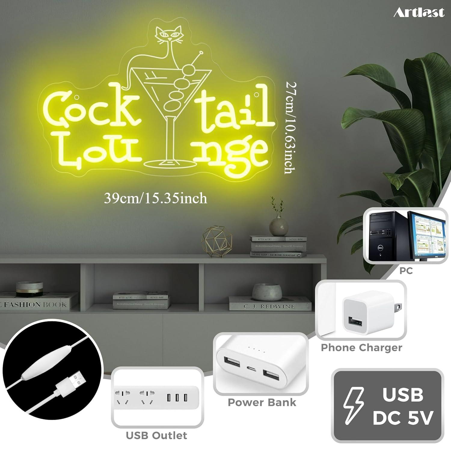 Cocktail Lounge Neon Sign Dimm - огляд і ціна Home Bar Cafe